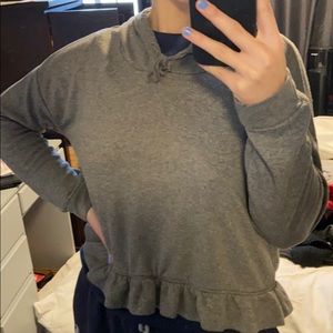 Cropped scalloped edge gray hoodie